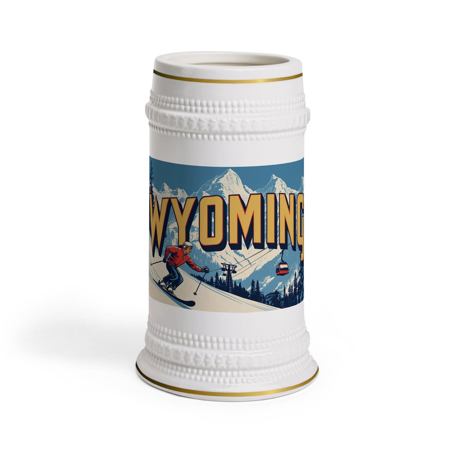 Wyoming Ski Beer Stein
