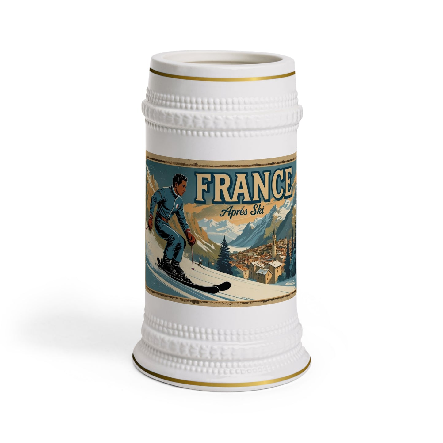 France Skiing Beer Stein