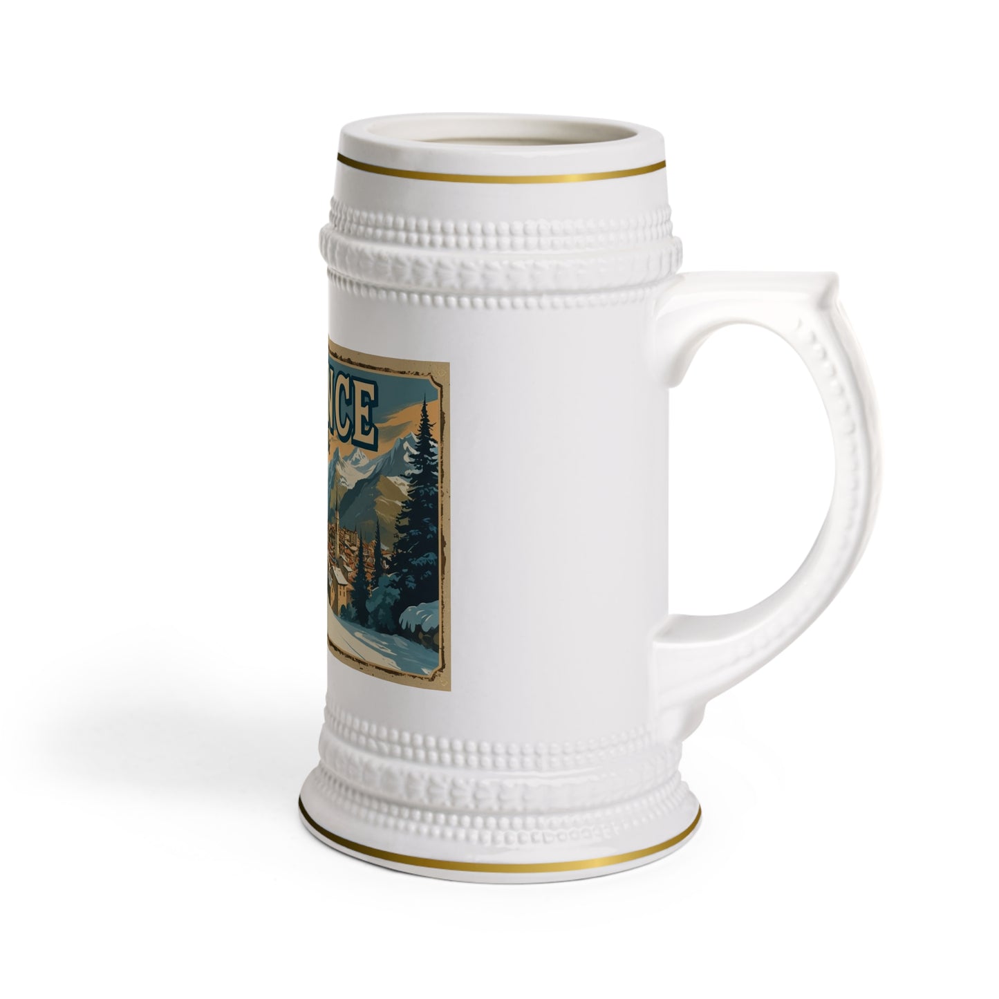 France Skiing Beer Stein