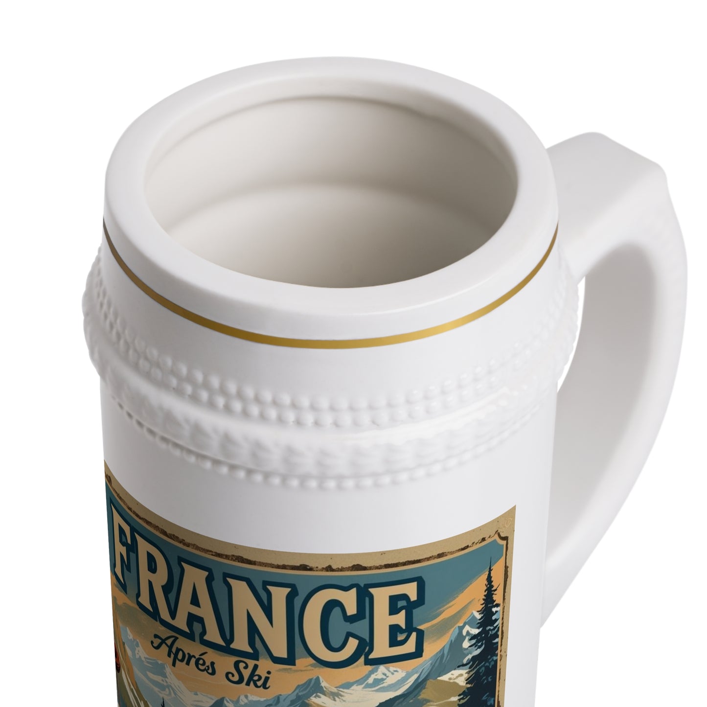 France Skiing Beer Stein